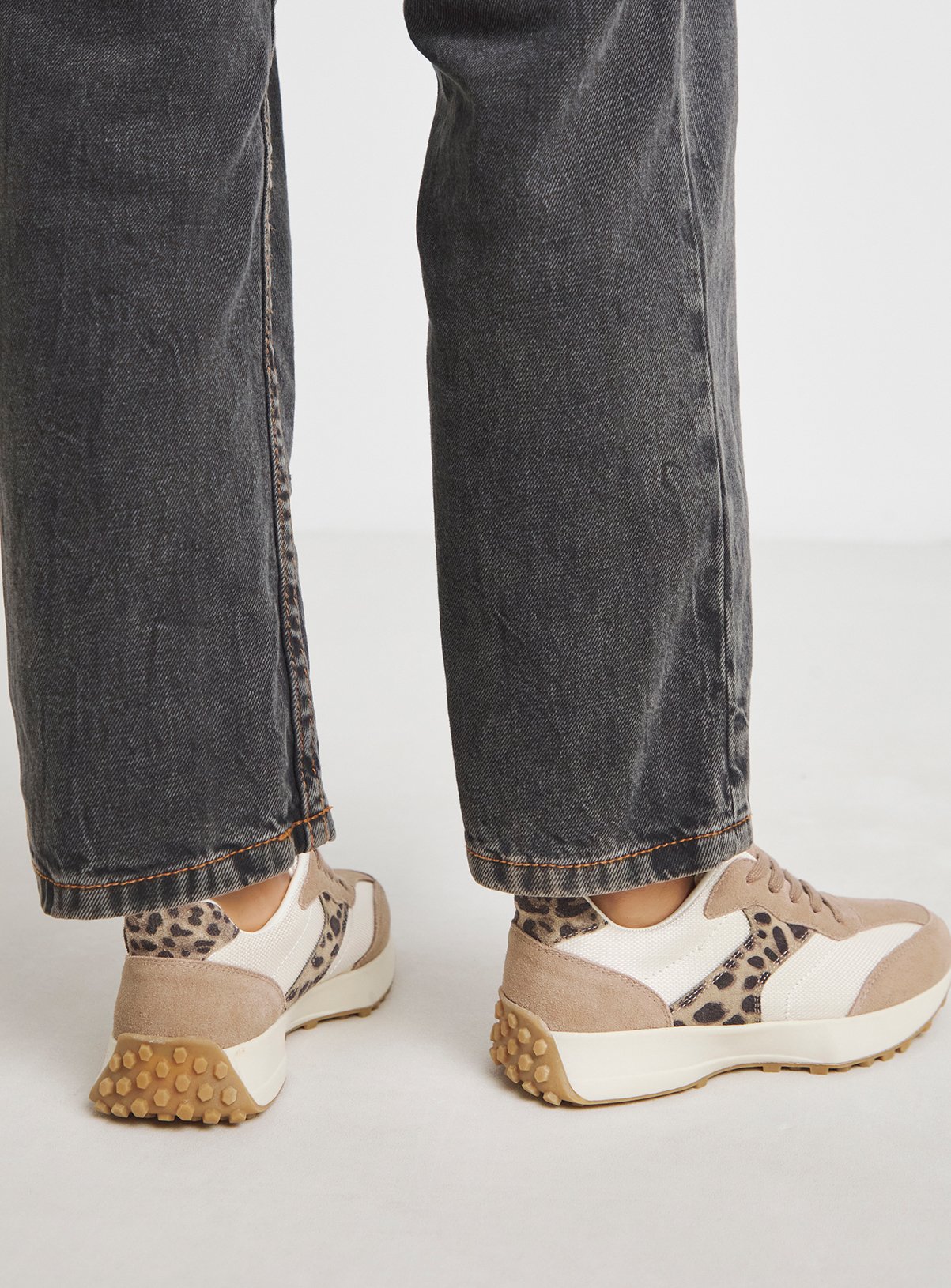 SIMPLY BE Retro Runner Trainer Wide Fit Neutral Leopard 4 - Image 2 thumbnail